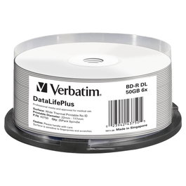 Verbatim BD-R Blu-Ray 50GB 6x Speed Térmico Imprimible Pack 25