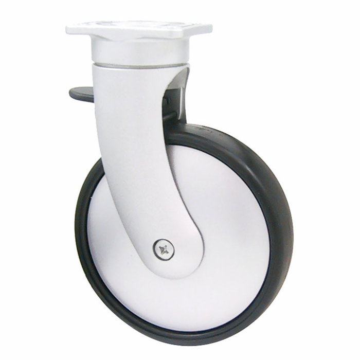 STAMPMATIC GIOTTO ER 85 Rueda Giratoria Aro Goma Ø85 H130 Plástico con Freno Acabado Aluminio Ral 9006 STAMPMATIC GIOTTO ER 85 Rueda Giratoria Aro Goma Ø85 H130 Plástico con Freno Acabado Aluminio Ral 9006