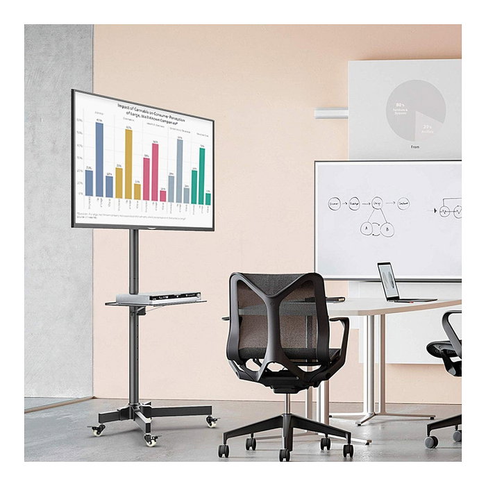Techly ICA-TR21 TV Wagen/Trolley Móvil para TV LCD/LED de 23 a 55 Pulgadas, Negro