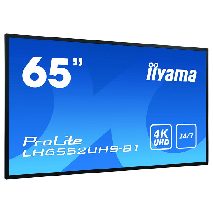 Iiyama LH6552UHS-B1 Monitor Digital Signage 65 Pulgadas 4K UHD IPS 3840 x 2160, Brillo 500 cd/m2, 24/7, Puertos HDMI/DisplayPort/USB/VGA/DVI, Android 8.0