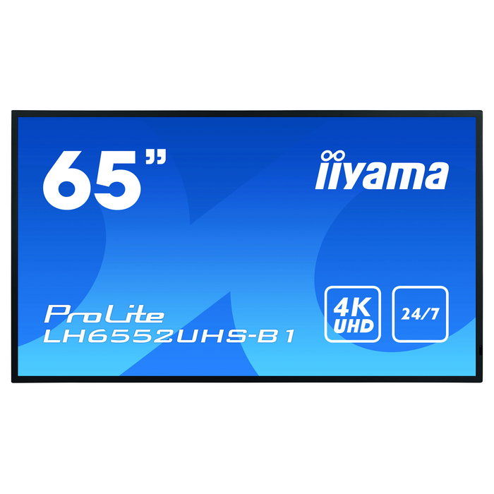 Iiyama LH6552UHS-B1 Monitor Digital Signage 65 Pulgadas 4K UHD IPS 3840 x 2160, Brillo 500 cd/m2, 24/7, Puertos HDMI/DisplayPort/USB/VGA/DVI, Android 8.0