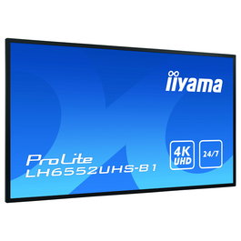 Iiyama LH6552UHS-B1 Monitor Digital Signage 65 Pulgadas 4K UHD IPS 3840 x 2160, Brillo 500 cd/m2, 24/7, Puertos HDMI/DisplayPort/USB/VGA/DVI, Android 8.0