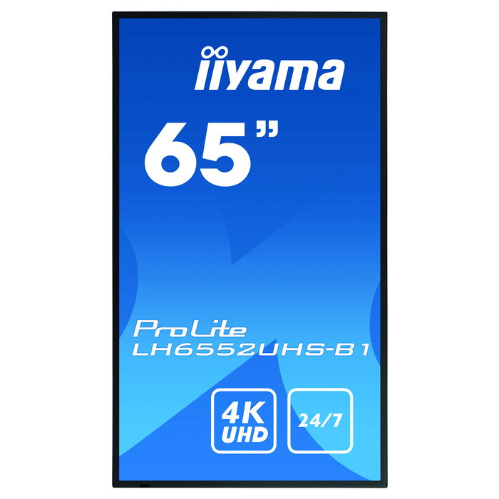 Iiyama LH6552UHS-B1 Monitor Digital Signage 65 Pulgadas 4K UHD IPS 3840 x 2160, Brillo 500 cd/m2, 24/7, Puertos HDMI/DisplayPort/USB/VGA/DVI, Android 8.0