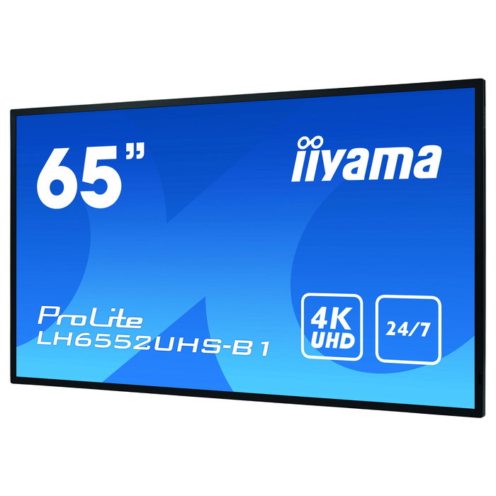 Iiyama LH6552UHS-B1 Monitor Digital Signage 65 Pulgadas 4K UHD IPS 3840 x 2160, Brillo 500 cd/m2, 24/7, Puertos HDMI/DisplayPort/USB/VGA/DVI, Android 8.0