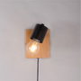 Sato Aplique de Pared Madera y Metal con Bombilla LED E27, SKD-W1022 para Dormitorio y Salón