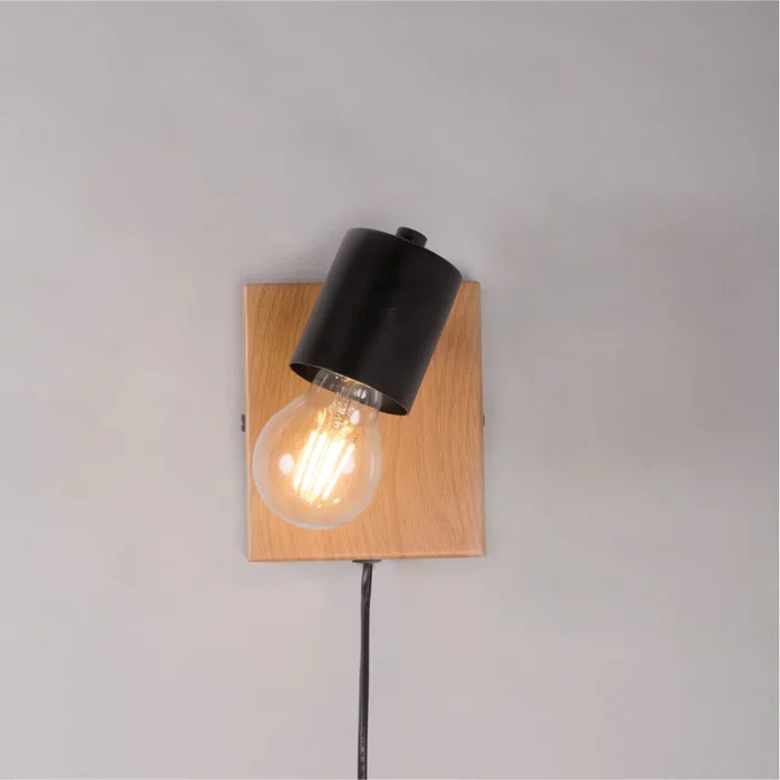 Sato Aplique de Pared SKD-W1022 Madera y Metal Luz de Lectura Bombilla E27
