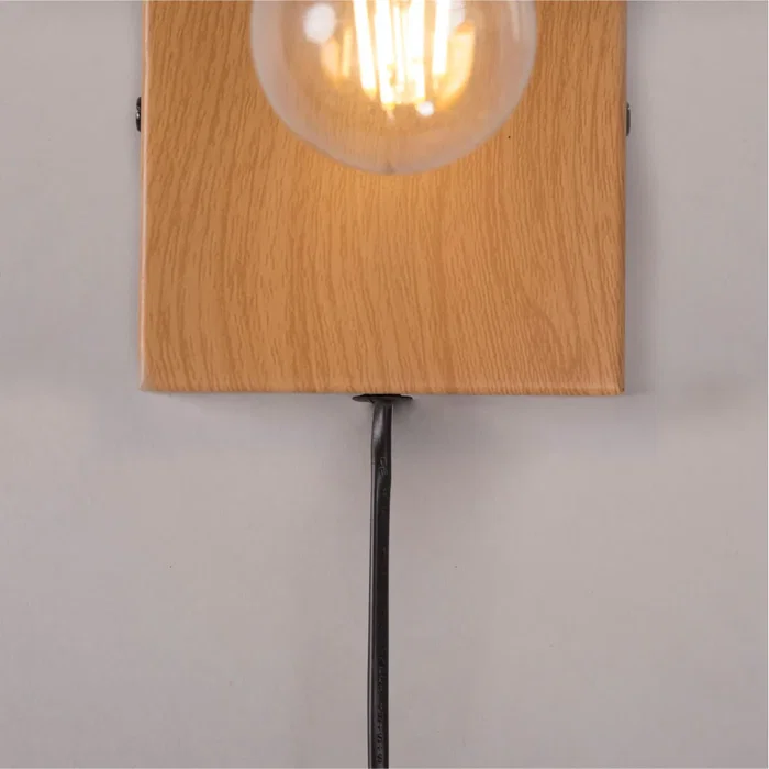 Sato Aplique de Pared SKD-W1022 Madera y Metal Luz de Lectura Bombilla E27
