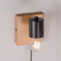 Sato Aplique de Pared Madera y Metal con Bombilla LED E27, SKD-W1022 para Dormitorio y Salón