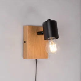 Sato Aplique de Pared SKD-W1022 Madera y Metal Luz de Lectura Bombilla E27