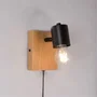 Sato Aplique de Pared SKD-W1022 Madera y Metal Luz de Lectura Bombilla E27