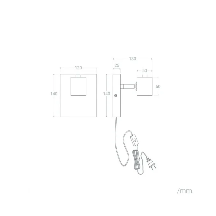 Sato Aplique de Pared SKD-W1022 Madera y Metal Luz de Lectura Bombilla E27