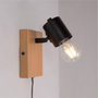Sato Aplique de Pared Madera y Metal con Bombilla LED E27, SKD-W1022 para Dormitorio y Salón