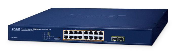 Planet GSW-1820HP Switch 16 Puertos PoE Gigabit 10/100/1000T 802.3at + 2 SFP 1000X Planet GSW-1820HP Switch 16 Puertos PoE Gigabit 10/100/1000T 802.3at + 2 SFP 1000X