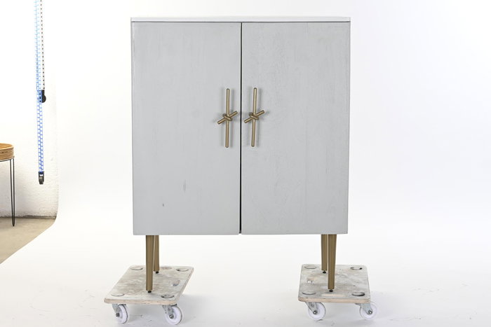 DKD Home Decor Armario Glam Hiras Blanco Dorado 45 x 110 x 85 cm