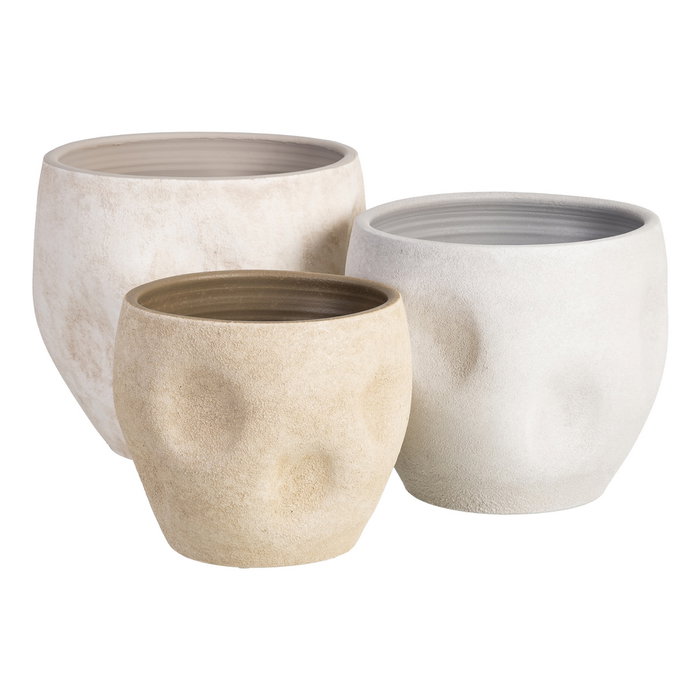 Macetero Crema Cerámica Decoración 40 X 40 X 40 cm