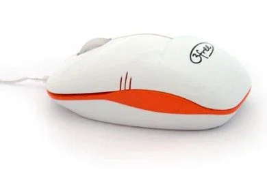 3free Ratón USB Óptico 3F-MCM101/WO, 800 DPI, Mini, Blanco y Naranja