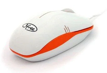3free Ratón USB Óptico 3F-MCM101/WO, 800 DPI, Mini, Blanco y Naranja