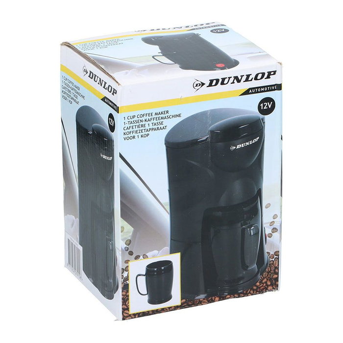 Dunlop Cafetera para Vehículo 12V, 170W, Negro con Taza Incluida, Cable 0.85m