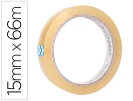 Q-connect Cinta Adhesiva Transparente de 66 m x 15 mm para Embalaje, Uso General, Resistente y Fácil de Cortar - Rollo 66 Metros