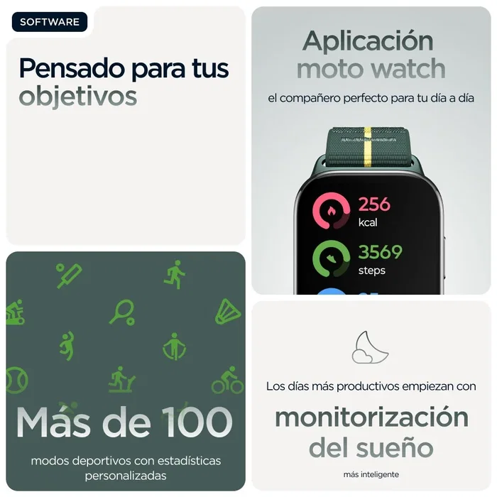 Motorola moto watch fit Verde Trekking con pantalla OLED de 1,9 pulgadas Motorola moto watch fit Verde Trekking con pantalla OLED de 1,9 pulgadas