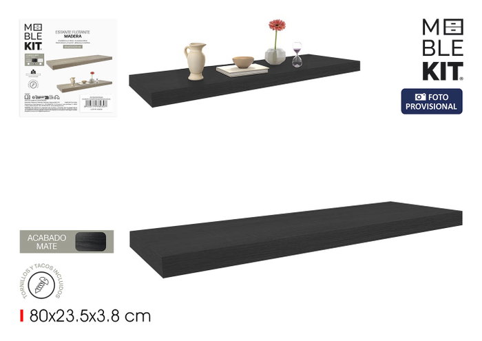 Moblekit Estante Flotante ISAR Black 80x23,5x3,8 cm Moblekit Estante Flotante ISAR Black 80x23,5x3,8 cm