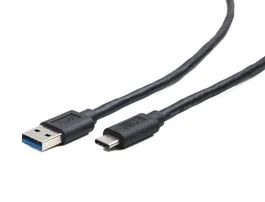 Gembird CCP-USB3, AMCM-6 Cable USB 3.2 Gen 1 USB A a USB C de 1.8 m, Negro - Transmisión de Datos hasta 600 MBps, Carga Rápida 3A/36W, Contactos Chapados en Oro