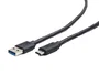 Gembird CCP-USB3, AMCM-6 Cable USB 3.2 Gen 1 USB A a USB C de 1.8 m, Negro - Transmisión de Datos hasta 600 MBps, Carga Rápida 3A/36W, Contactos Chapados en Oro