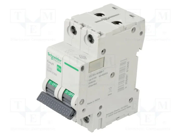 SCHNEIDER ELECTRIC Easy9 Pro EZ9F-C2-2 Interruptor magnetotérmico 2A 2 polos 6kA SCHNEIDER ELECTRIC Easy9 Pro EZ9F-C2-2 Interruptor magnetotérmico 2A 2 polos 6kA