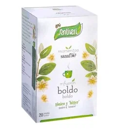SANTIVERI Sanaflor Infusión de Boldo - 20 Unidades - 100% Hojas de Peumus Boldus - Detox y Vegano