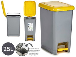 Arte Regal Papelera de Plástico Amarillo 25L con Pedal