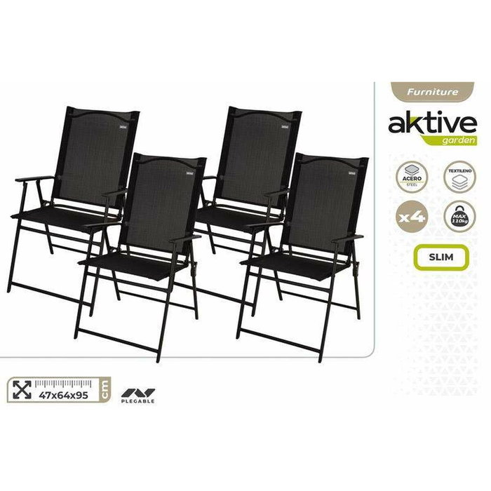 Color Baby Pack de 4 Sillas de Jardín Plegables de Textileno 47x64x95 cm