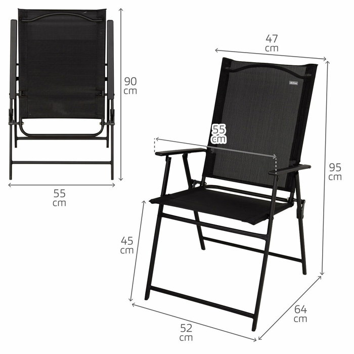 Color Baby Pack de 4 Sillas de Jardín Plegables de Textileno 47x64x95 cm