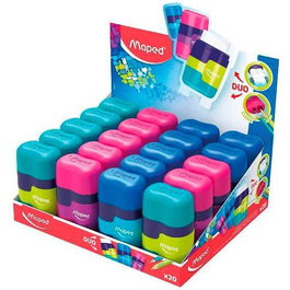 Maped Afilaborra Connect Duo Soft 2 Agujeros Colores Surtidos con Goma sin PVC y Capuchón Protector - Expositor 20U