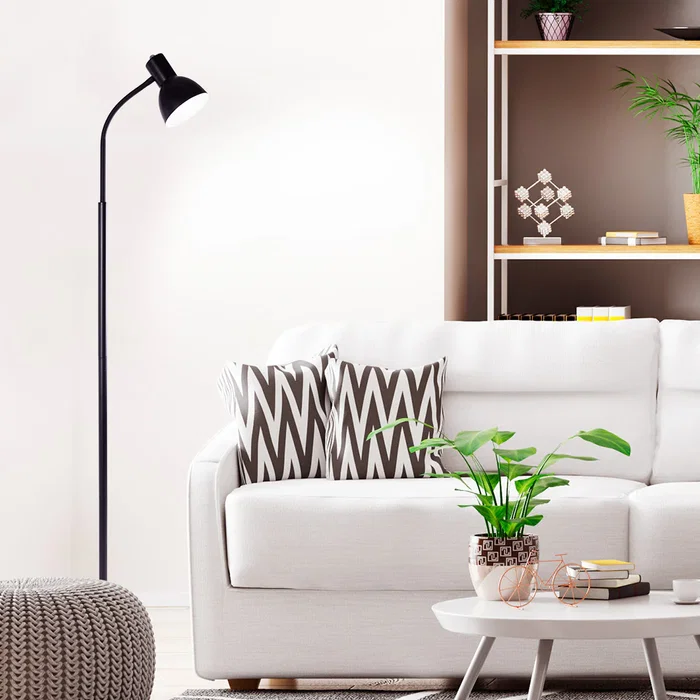 Lámpara de Suelo Recta Vincent estilo nórdico, luz bombilla LED E27 (cálida/fría/neutra/RGB/CCT), para comedor, dormitorio, salón, cafetería SKD-F017-B