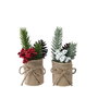 Everlands Maceta de Yute Pequeña 2 Modelos - Hojas/Piñas/Bayas Rojas o Blancas - Decoración de Interior Ø5 x 15 cm