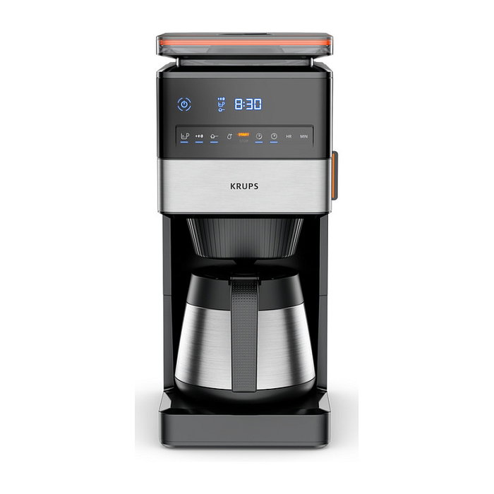 Krups KT8428 Cafetera de Filtro Grind Aroma XL Thermo, Molinillo Integrado para Granos de Café, Capacidad 1.25L, 15 Tazas, 1000W, Negro, Control Táctil