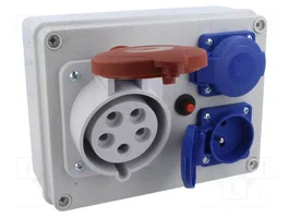 PAWBOL Cuadro de distribución IP44 de pared con enchufe CEE 32A y tomas 250V