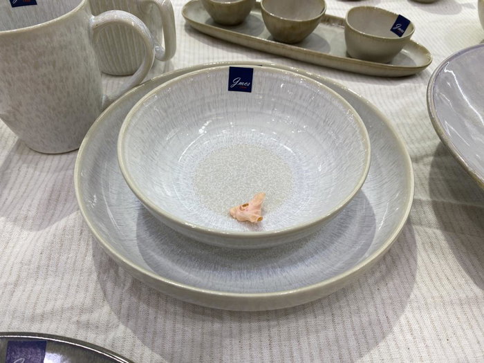 DKD Home Decor Plato de Gres Esmaltado Blanco 22,8x22,8x4,5 cm