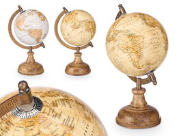 Giftdecor Globo Terráqueo 12.5 cm de Diámetro, Modelo Mate en Madera, Plástico y Hierro, Color Multicolor - Surtidos Aleatorios (Set de 12)