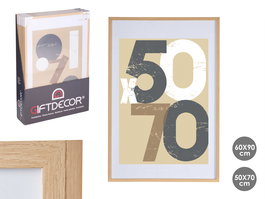 Giftdecor Portafoto Pared Madera Paspartú Natural 50 x 70 cm (Set de 6)