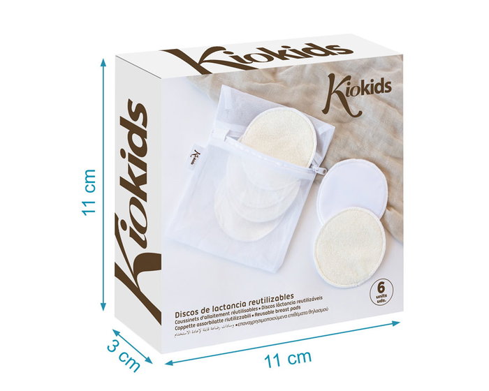 KioKids Discos de Lactancia Reutilizables 6 unidades Blanco