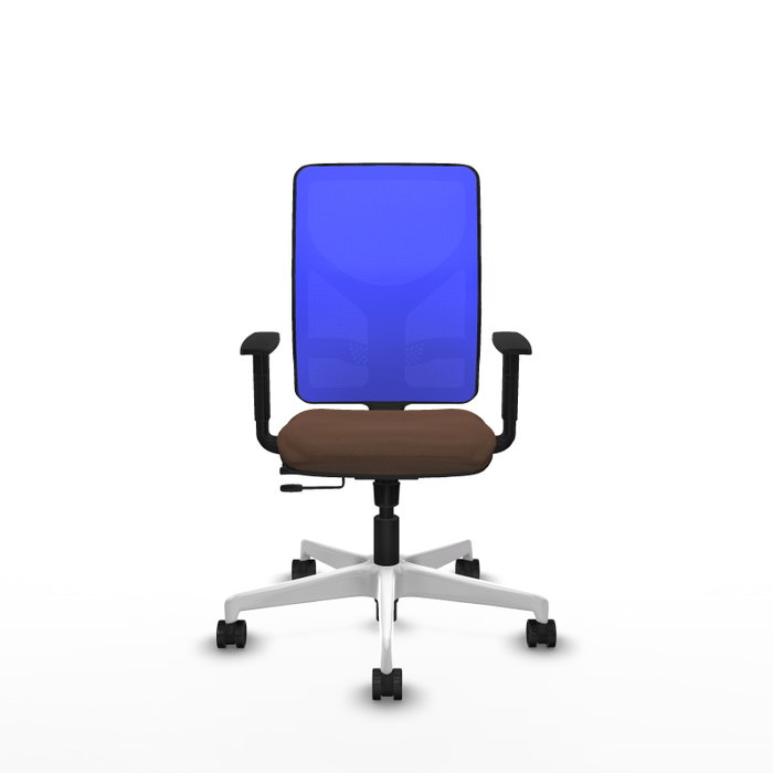 PIQUERAS Y CRESPO Silla de oficina Motilla con mecanismo Sincro/Traslack, Marrón oscuro y Azul