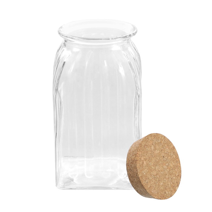 La Mediterranea Tarro de Vidrio con Líneas y Tapa de Corcho, 1400 ml (12 Unidades) inevitablemente