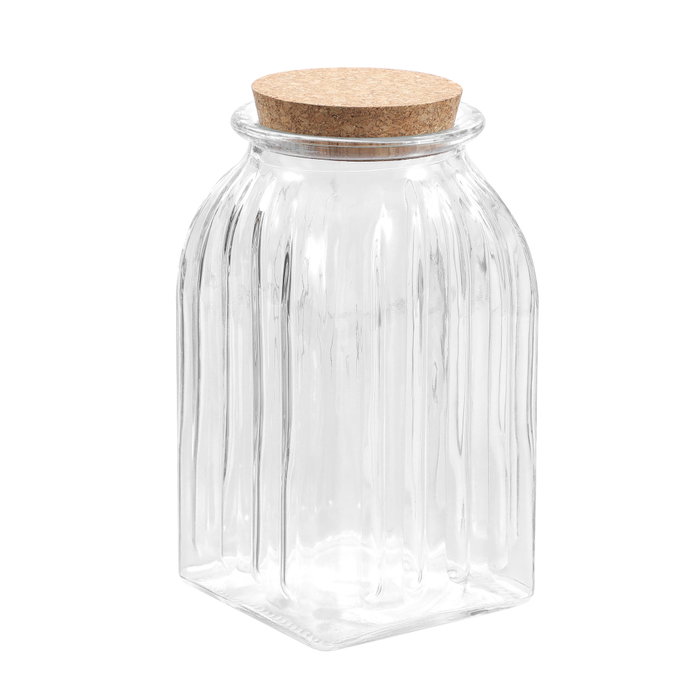 La Mediterranea Tarro de Vidrio con Líneas y Tapa de Corcho, 1400 ml (12 Unidades) inevitablemente