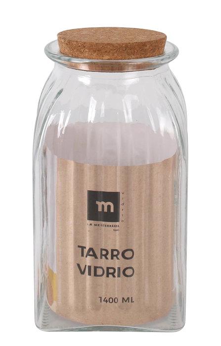 La Mediterranea Tarro de Vidrio con Líneas y Tapa de Corcho, 1400 ml (12 Unidades) inevitablemente