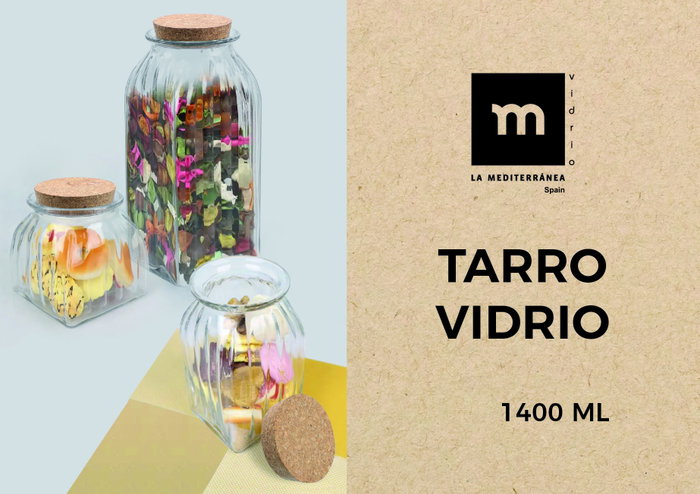 La Mediterranea Tarro de Vidrio con Líneas y Tapa de Corcho, 1400 ml (12 Unidades) inevitablemente