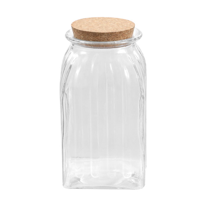La Mediterranea Tarro de Vidrio con Líneas y Tapa de Corcho, 1400 ml (12 Unidades) inevitablemente