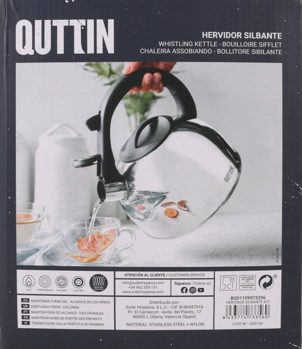 Quttin Hervidor Silbante 3 Lt (Pack de 6 Unidades) inevitable