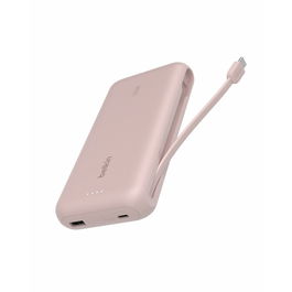 Belkin BOOSTCHARGE Powerbank 20000 mAh USB-C Power Delivery 30W, Rosa, con Cable Integrado