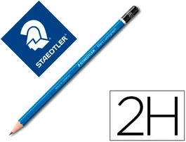 Staedtler Lápices de Grafito Mars Lumograph 100 2H Unidad - Cuerpo Hexagonal, Resistencia a Rotura, Madera Sostenible, Calidad Premium